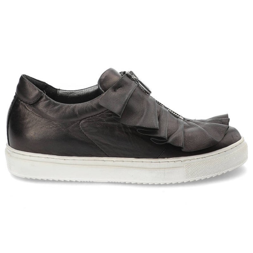 Sneakersy damskie Karino, eleganckie i na płaskiej podeszwie, czarne, 2991-076-P