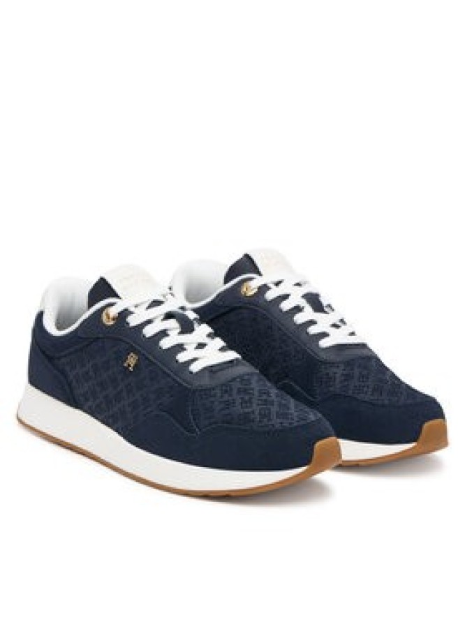 Tommy Hilfiger Sneakersy Th Runner Suede Monogram FW0FW09620 Granatowy