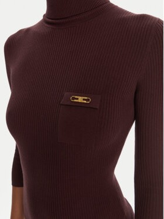 Elisabetta Franchi Sukienka dzianinowa AM-23B-56E2-V390 Bordowy Slim Fit
