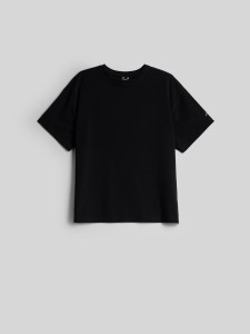 4F T-shirt loose gładki damski - czarny L