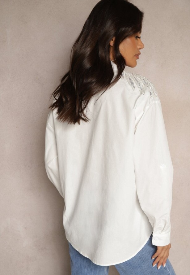 Biała Bawełniana Koszula z Cekinami Donithiel