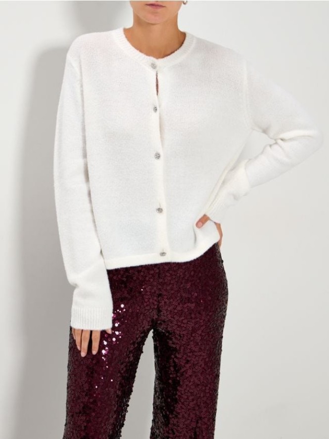 Rozpinany sweter - biały