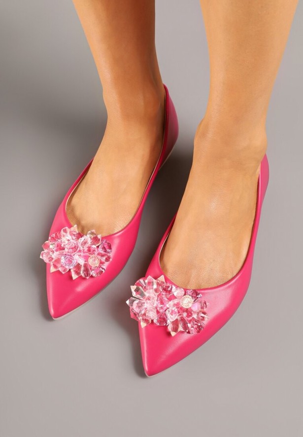 Czerwone Balerinki z Ozdobnymi Kryształkami Vevorisa