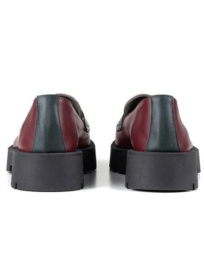 Anna Morellini Skórzane mokasyny "Marbara" w kolorze bordowo-beżowo-czarnym rozmiar: 38