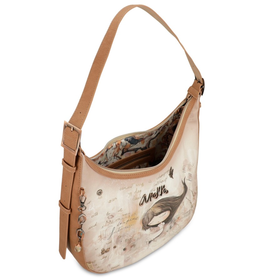 Beżowa Elegancka Damska Torebka Na Ramię Anekke Z Laleczką