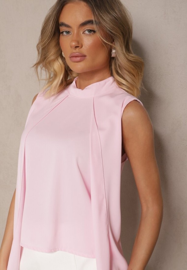 Różowa Bluzka o Asymetrycznym Kroju Fadeselle