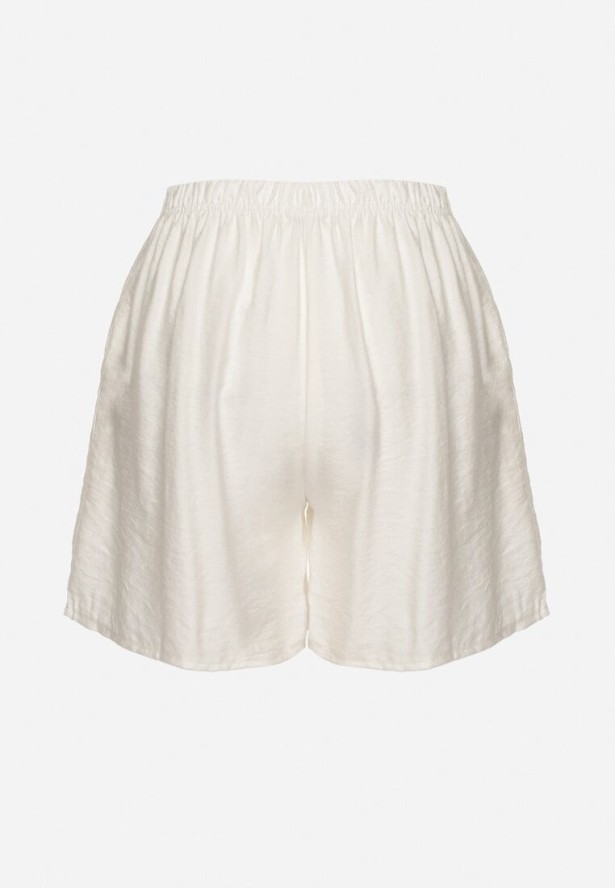 Jasnobeżowe Bawełniane Szorty z Wysokim Stanem Ozdobione Wiązaniem Filomira