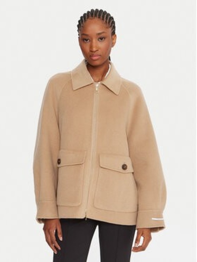 Marella Płaszcz wełniany Gettone 2523086011 Beżowy Loose Fit