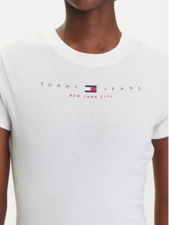 Tommy Jeans T-Shirt Linear DW0DW21422 Écru Slim Fit