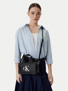 Calvin Klein Torebka Bold Ck Bauletto Crossbody LV04F3411G Czarny