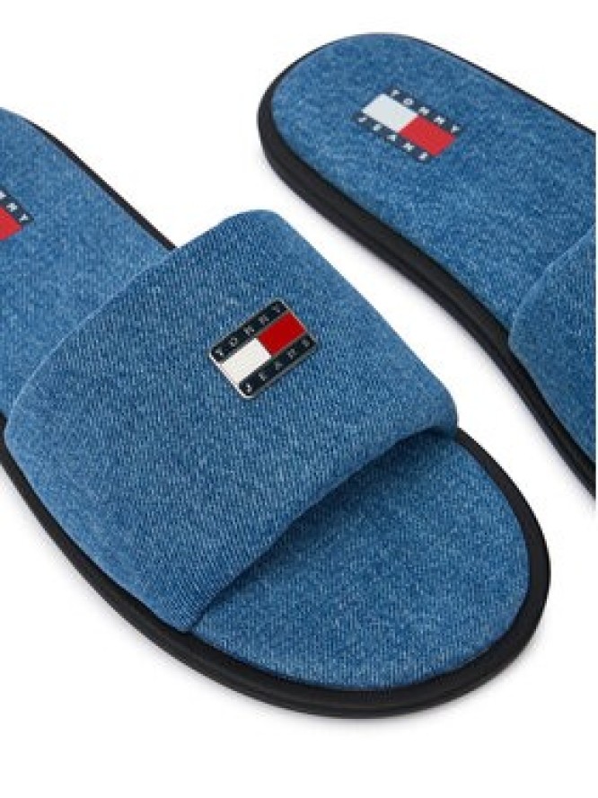 Tommy Jeans Klapki Tjw Padded Denim Casual Slide EN0EN03020 Niebieski
