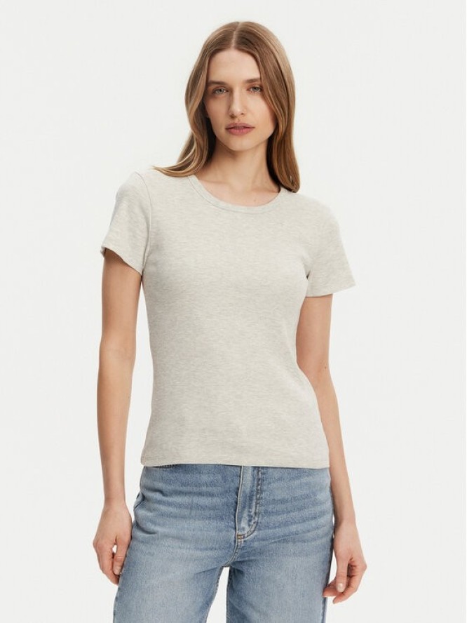 Pieces T-Shirt May 17154483 Szary Slim Fit