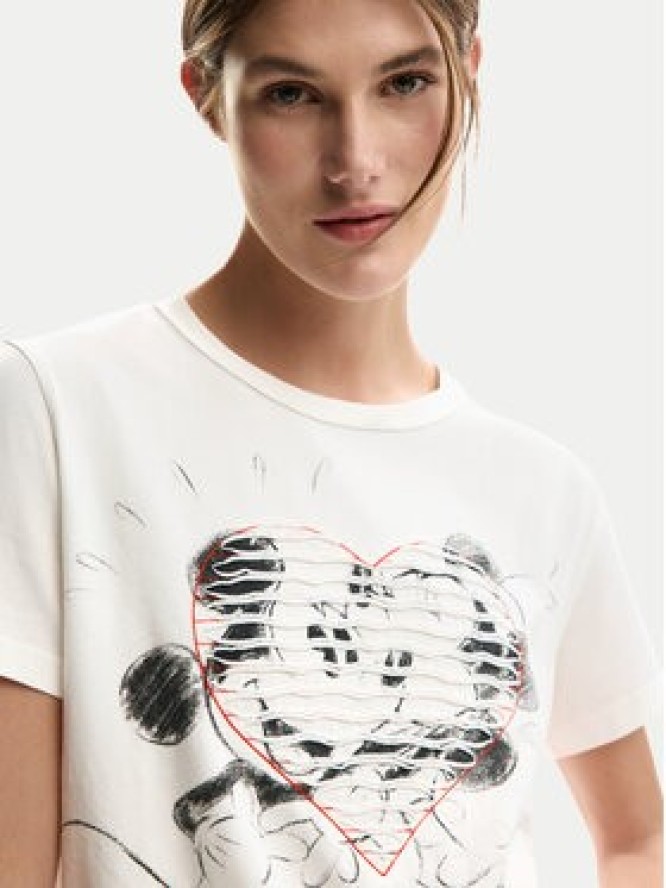 Desigual T-Shirt Core Mickey 26SWTK42 Biały Regular Fit
