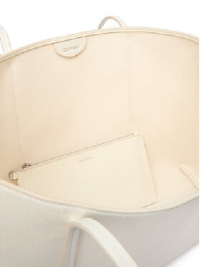 Calvin Klein Torebka Emblem Aop Tote W/ Pouch LV04F3266G Écru