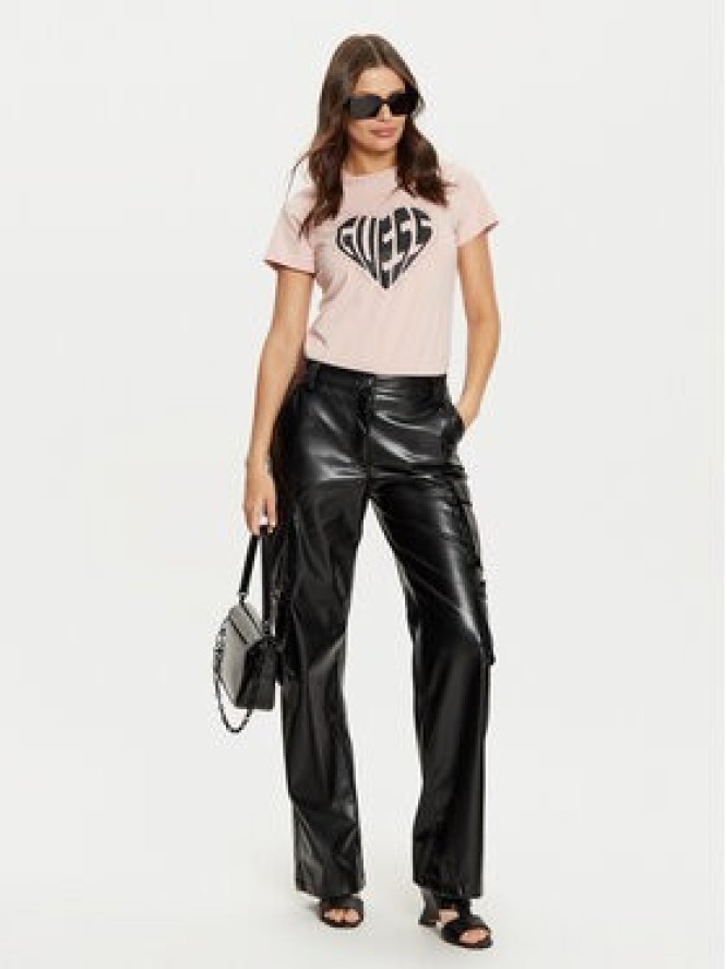 Guess Spodnie z imitacji skóry Kori W4YB11 WF8Q0 Czarny Relaxed Fit