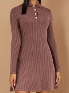 Sukienka mini z kołnierzykiem - bordowy