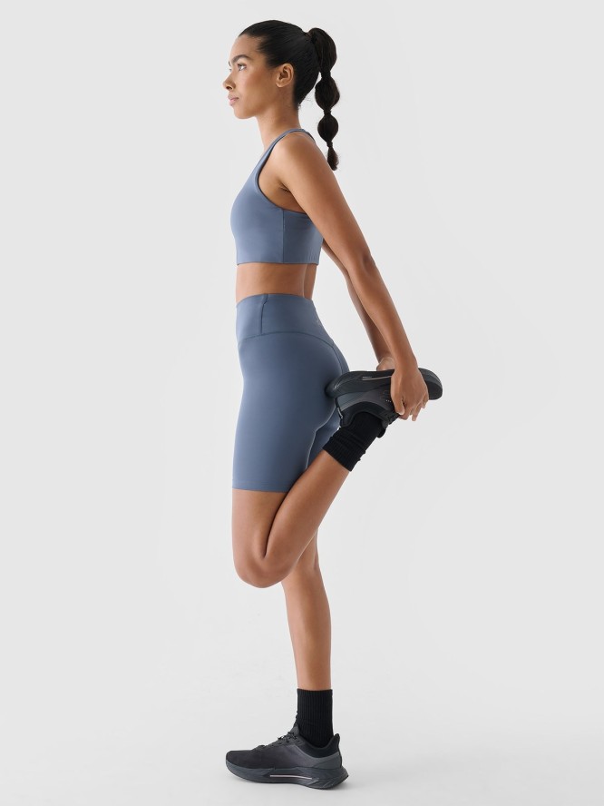 4F Legginsy krótkie treningowe damskie - granatowe S