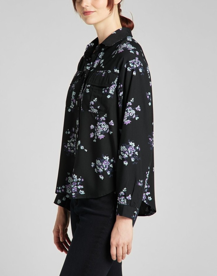 LEE FLORAL BLOUSE DAMSKA KOSZULA DŁUGI RĘKAW BLACK L49UXM01 112140185