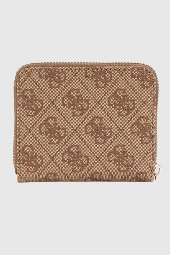 GUESS Beżowy mały portfel damski Laurel