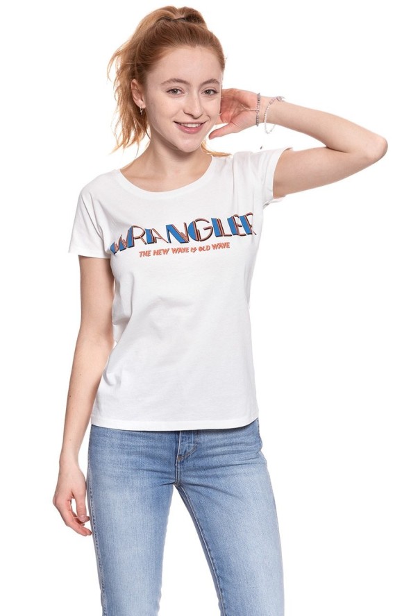 WRANGLER T SHIRT DAMSKI T-SHIRTS SS GRAPHIC OFFWH W7Z02EV02 112132143