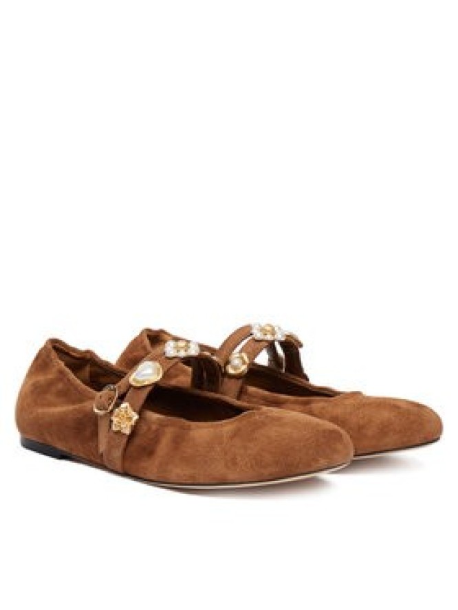 Stuart Weitzman Baleriny Socharming Mary Jane SN125 Brązowy