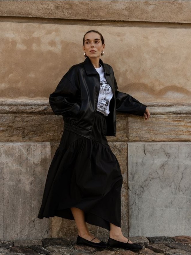 Spódnica z marszczeniem - czarny