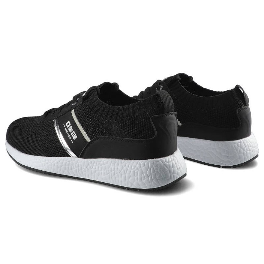 Sneakersy damskie Big Star, materiał tekstylny o siatkowej strukturze z elementami skóry syntetycznej z klasycznym sznurowaniem elastyczną cholewką o