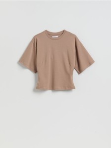 Taliowany t-shirt - beżowy