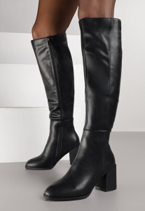 Czarne Kozaki Vices na Słupku z Przeszyciami Codvira