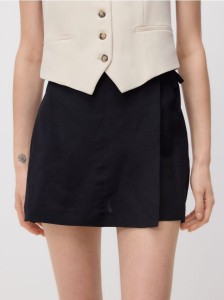 Spódnico-szorty z lnem - czarny