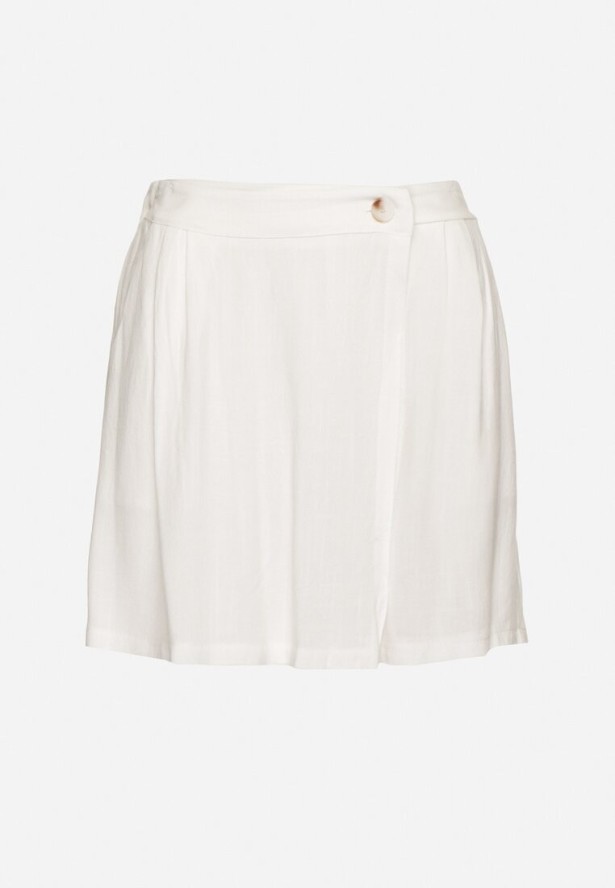 Białe Spódnico-Spodenki z Lnem Zdobione Zakładką Salloril