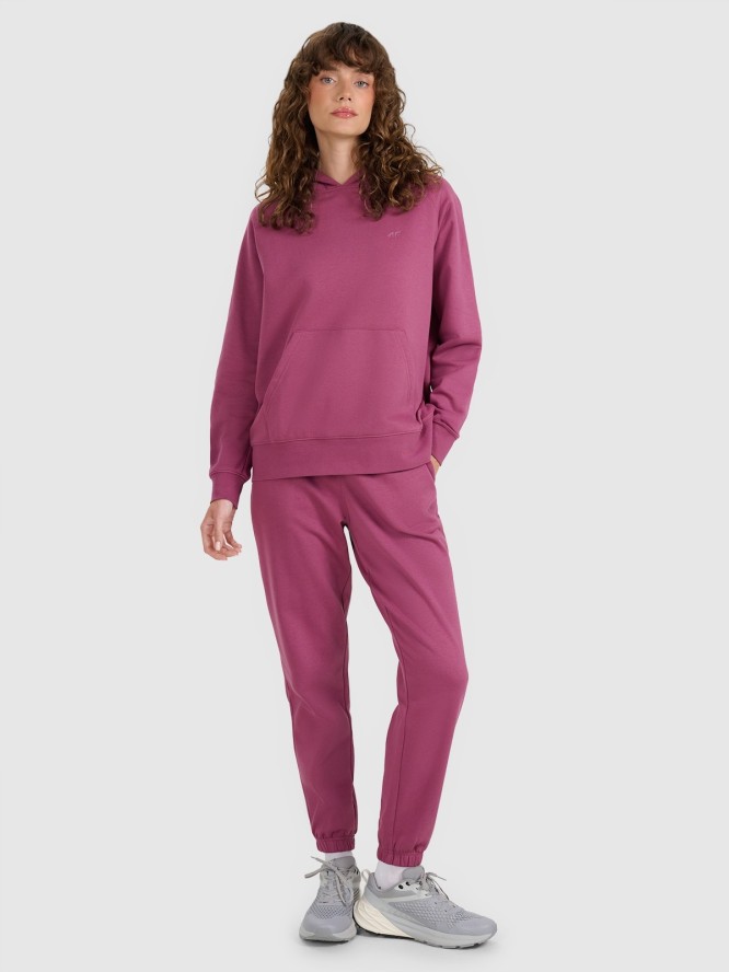 4F Bluza dresowa regular z kapturem damska - fioletowa XL
