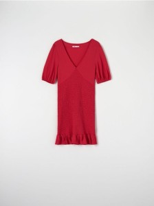 Sukienka mini z marszczeniami - czerwony