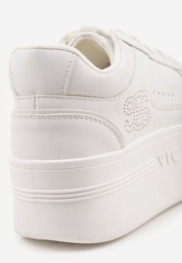 Białe Sneakersy Vices na Grubej Podeszwie z Metalicznymi Wstawkami Nelesea