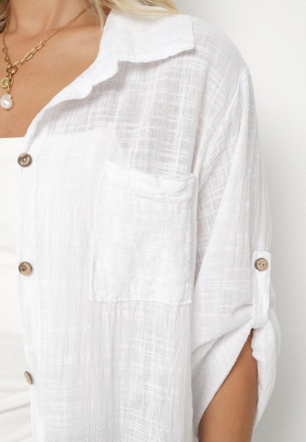 Biała Bawełniana Koszula Oversize Savirise