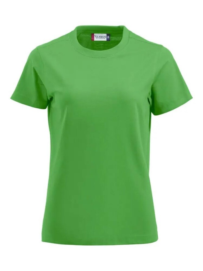 clique Premium-T Women damska koszulka z bawełny, okrągły dekolt – apple green