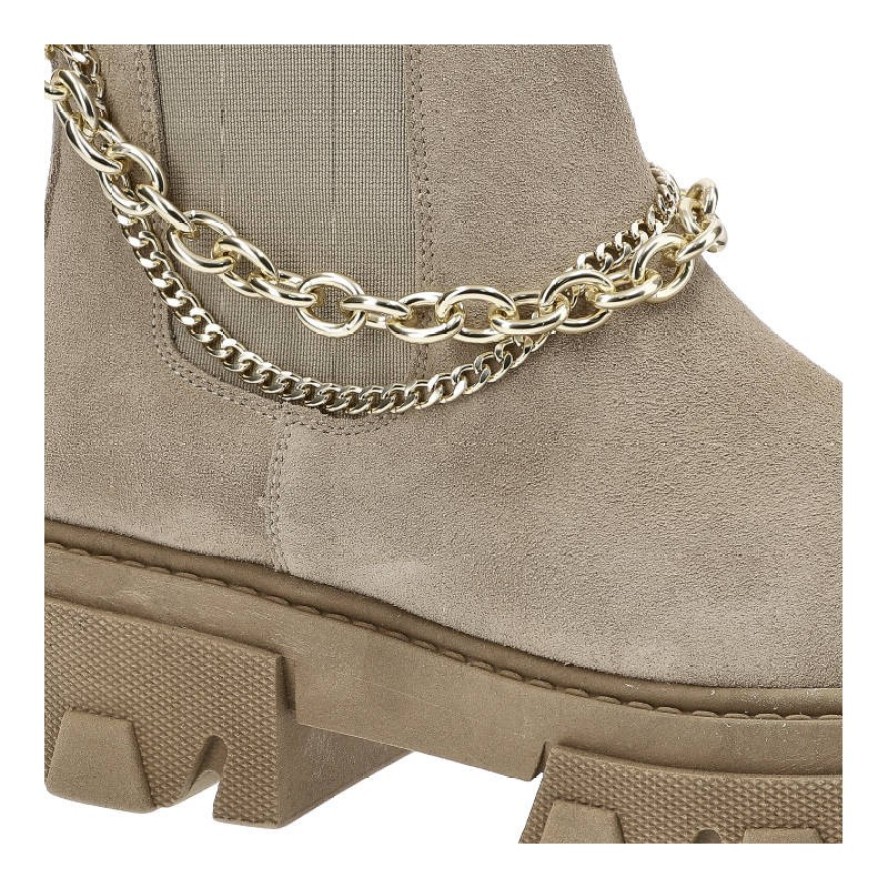 Beżowe Botki Karino Damskie Modne Obuwie Jesienne