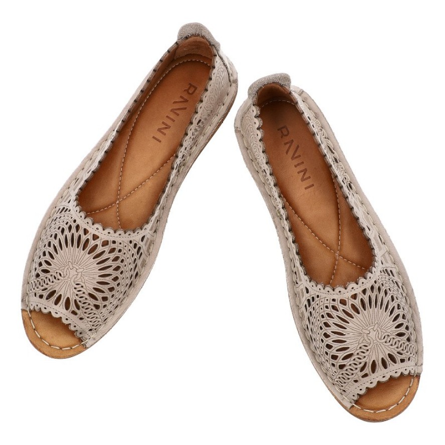 Szare Baleriny Ravini Modne Wsuwane Obuwie Damskie