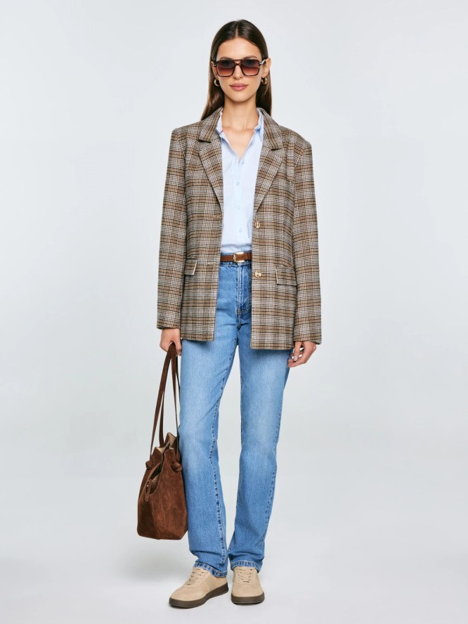 Marynarka damska z dodatkiem wełny w kratę Stilla 000