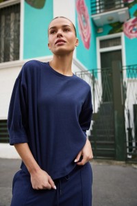 Bluza z krótkimi rękawami granatowa