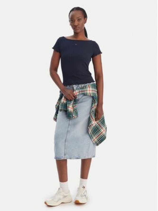 Tommy Jeans T-Shirt Lettuce Edge DW0DW22460 Granatowy Slim Fit