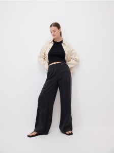 Szerokie spodnie z modalu - czarny