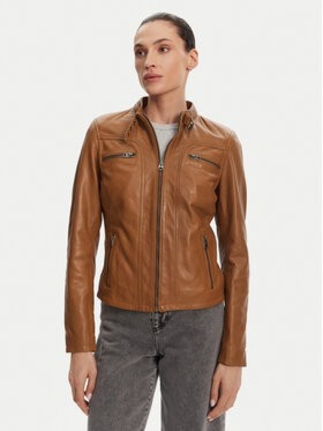 Serge Pariente Kurtka skórzana 77040 Brązowy Regular Fit