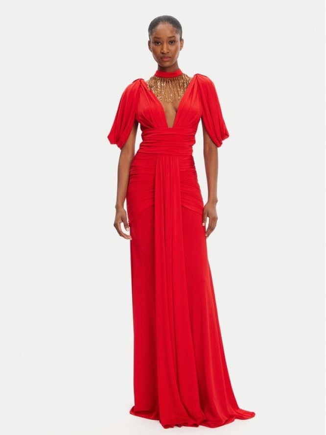 Babylon Sukienka wieczorowa S00876 Czerwony Slim Fit