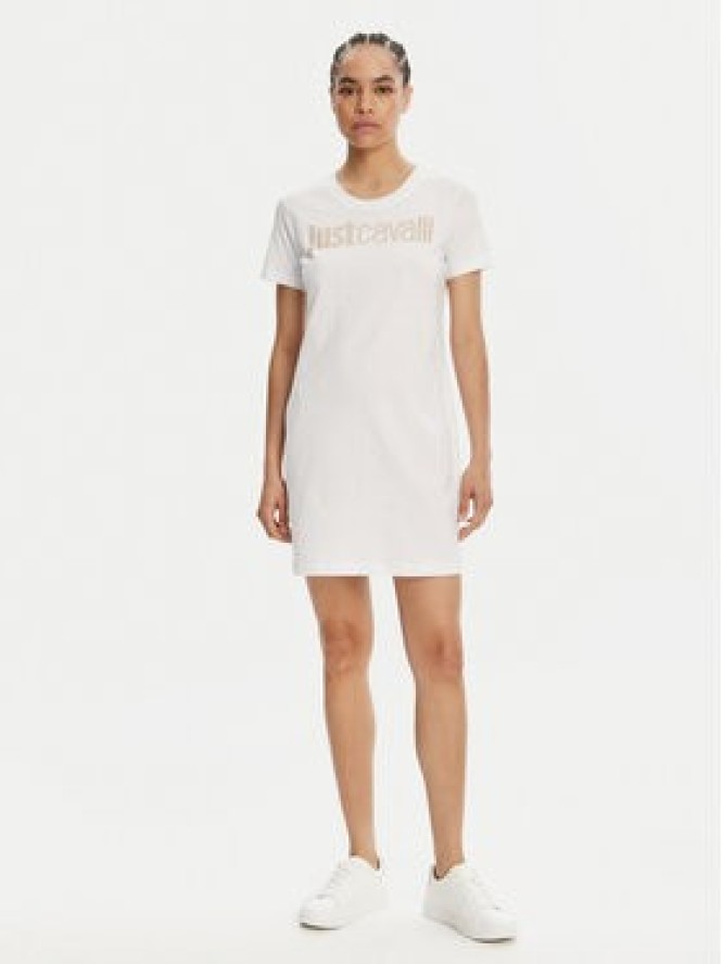 Just Cavalli Sukienka codzienna 78PAOE15 Biały Regular Fit