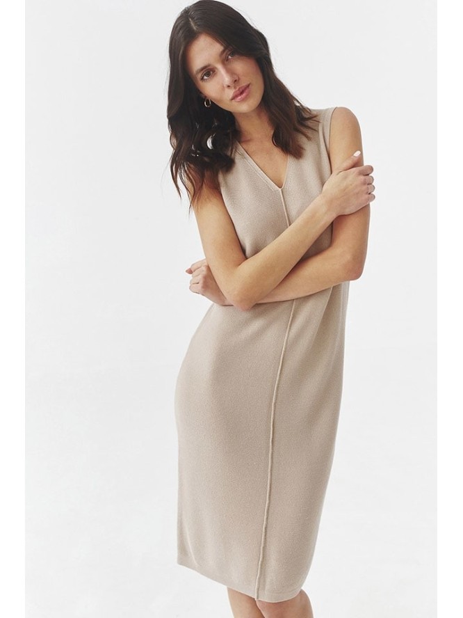 TATUUM Sukienka dzianinowa w kolorze beżowym rozmiar: S