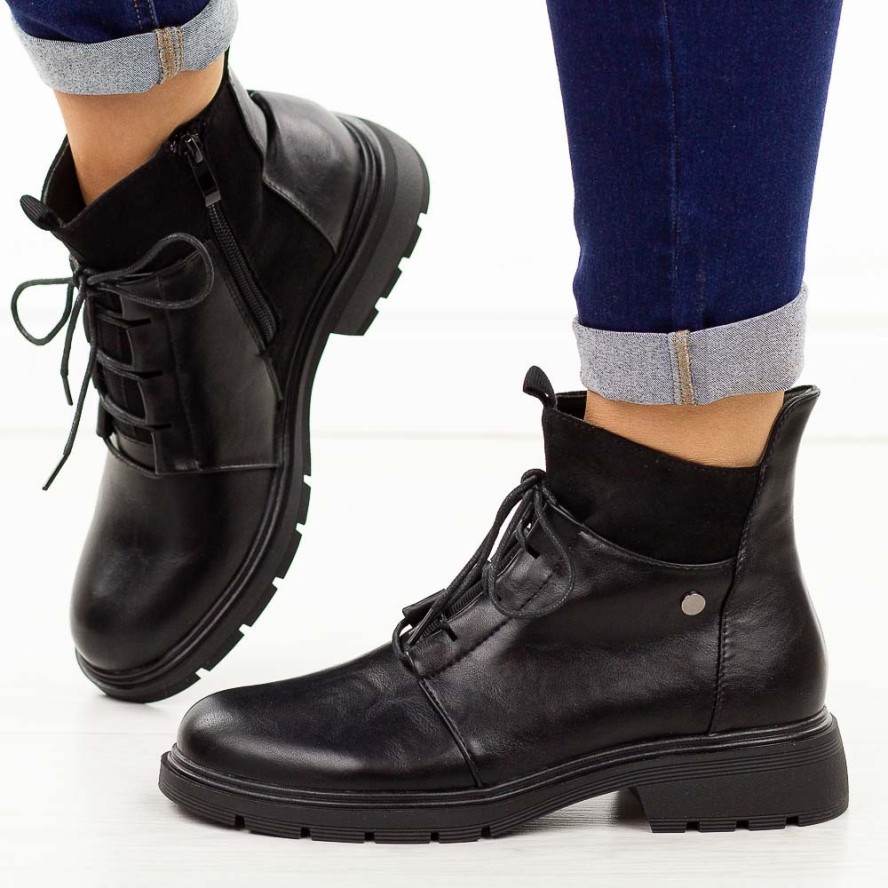 Czarne botki damskie M.Daszyński 2501-2