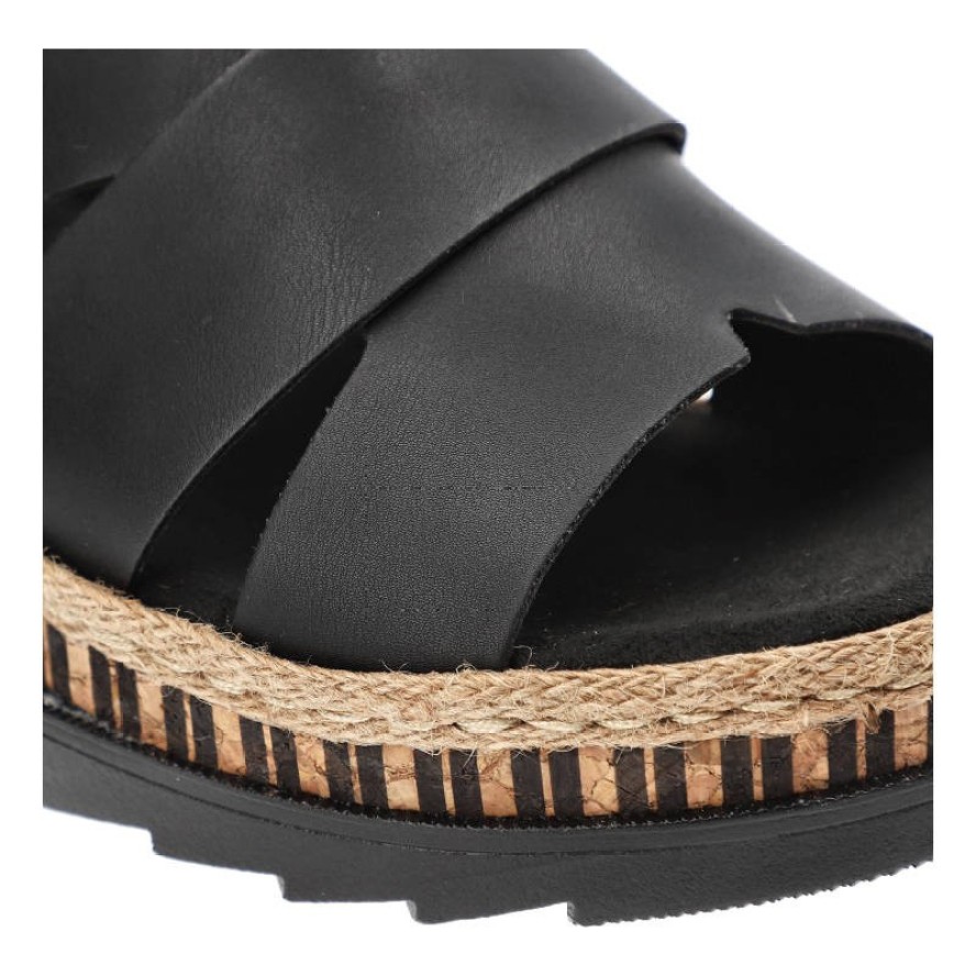 Czarne Klapki Rieker Wygodne Buty Na Platformie