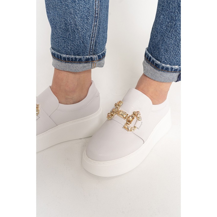 Białe Sneakersy Chebello Stylowe Obuwie Damskie Na Platformie