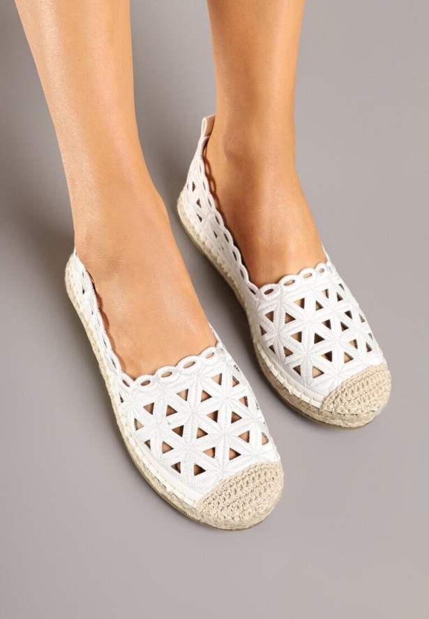 Białe Ażurowe Espadryle Ozdobione Plecionką Meranovia